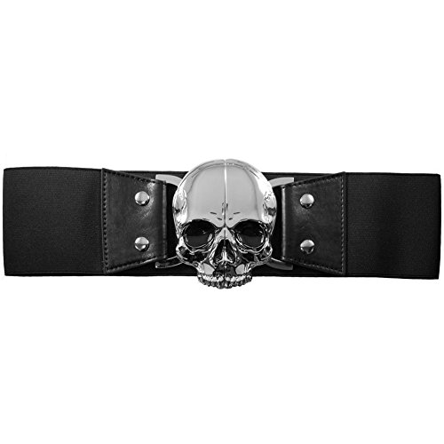 Women's Kreepsville Skull Elastic Waist Belt Black S/M