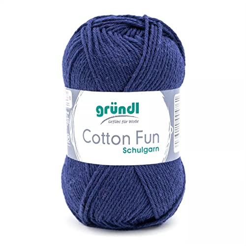 Gründl Wolle Cotton Fun - Wolle zum Häkeln - Strickgarn - Häkelgarn - Pflegeleicht und hautfreundlich - 100% Baumwolle - 1 Knäuel 50 g / 115 m - Nadelstärke 3-4 - Marine