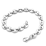 Largeur: 6mm UrbanBijoux Bracelet Homme Acier Inoxydable Maille Graine Grain de café 21cm 6mm