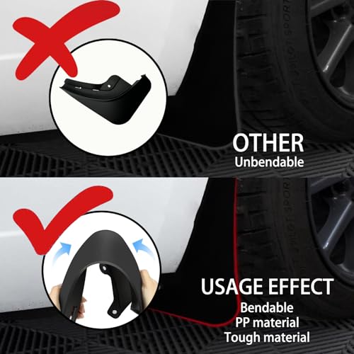 Image of Mud Flaps Compatible with Tesla Model 3 Highland 2024 No Drilling No Tape All Weather Mudguards Splash Guards with Install Kit for Model 3 Exterior Accessories Set of 4