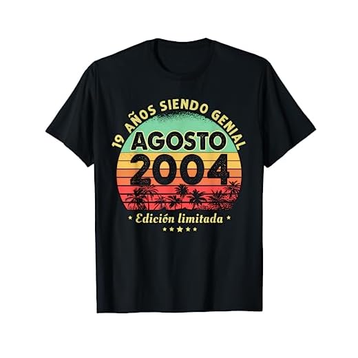 19 Años Cumpleaños Regalo Hombre Agosto 2004 Agosto 19 Años Camiseta