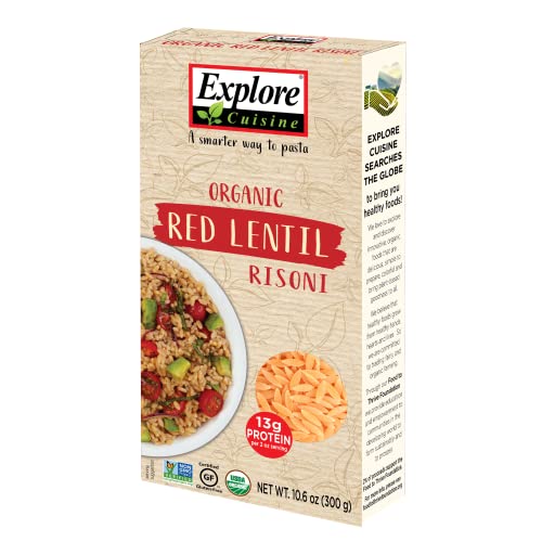 Explore Cuisine Organic Red Lentil Risoni (6 Pack) - 10.6 oz - Easy to Make Gluten-Free Pasta - High Protein - USDA Certified Organic, Non-GMO, Vegan, Kosher - 16 Total Servings - 30 Total Servings Explore Cuisine Organic Red Lentil Risoni (6 Pack) - 10.6 oz - Easy to Make Gluten-Free Pasta - High Protein - USDA Certified Organic, Non-GMO, Vegan, Kosher - 16 Total Servings - 30 Total Servings