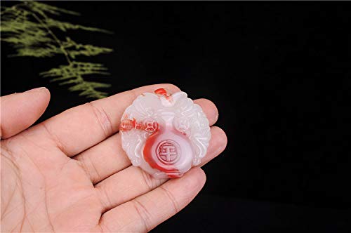 Pendentif pierre de sang hommes collier jade de Hetian et chaîne de pull soie - 3