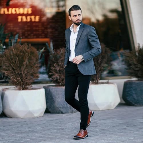 Image of CHAMARIPA Men's Height Increase Shoes - Built-in Custom Lift Insole - Breathable Calfskin for All-Day Wear - Business Casual & Formal Derby Elevator Shoes - Height Increasing 3.15 Inches