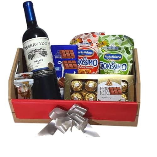 Cesta de Chocolates e Vinho Presente Premium