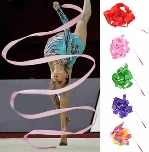 WsjiaboFux Green 4M Gym Dance Ribbon Rhythmic Art Gymnastic Streamer Twirling Rod Stick Training Equipment Gymnastics by WsjiaboFux - Image 4