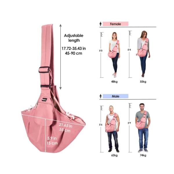 Lukovee-Pet-Sling-Hand-Free-Dog-Sling-Carrier-Adjustable-Padded-Strap-Tote-Bag-Breathable-Cotton-Shoulder-Bag-Front-Pocket-Safety-Belt-Carrying-Small-Dog-Cat-Puppy-Machine-Washable Breathable Cotton Shoulder Bag