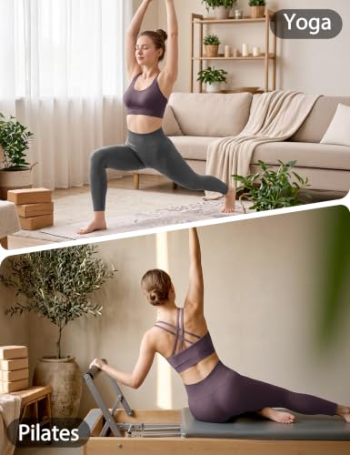 Image of VEQKING Strappy Cross Back Sports Bra for Women Removable Padded Yoga Bras