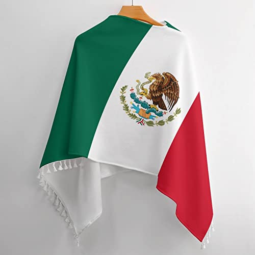 Mexico Flags Tassel Poncho Shawl Cape Wraps For Women3