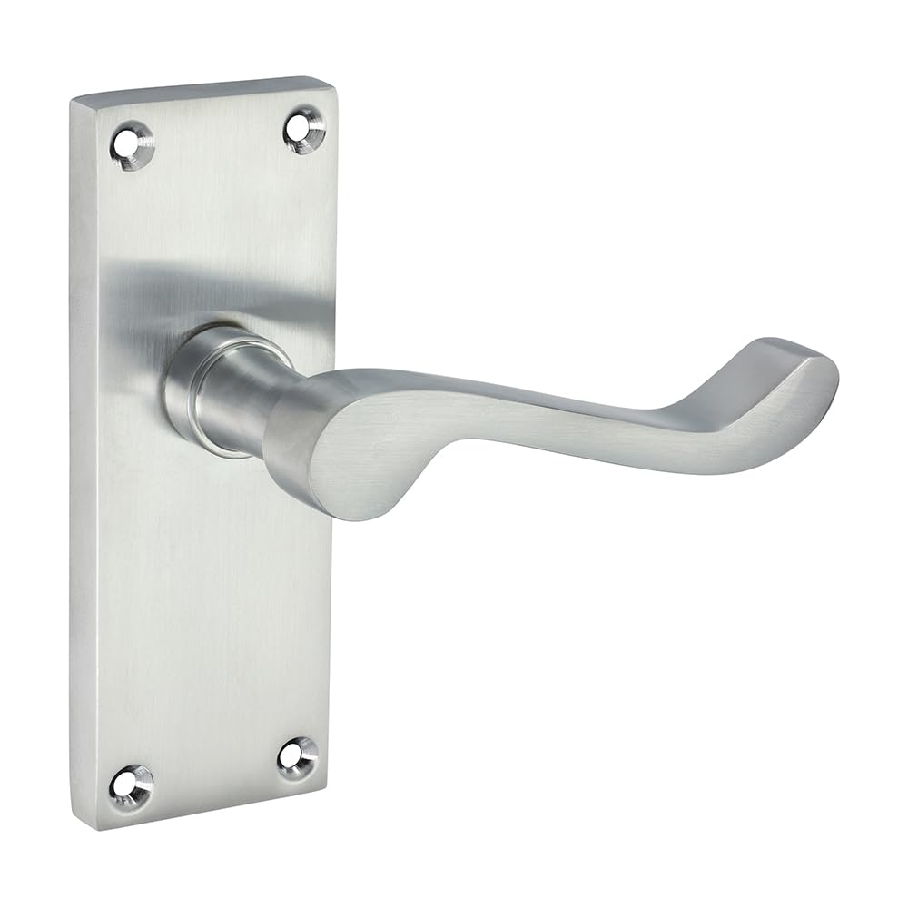 Timco Light Victorian Scroll Latch Door Handle – Satin Chrome - 114 × 42