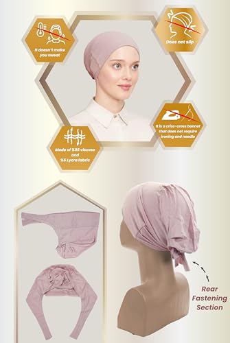 ihvan online, Hijab Cap, Beanie Undercap Scarf, Turban Head Wraps for Women, Hair Wrap, Muslim Under Scarf Hijab Cap, White