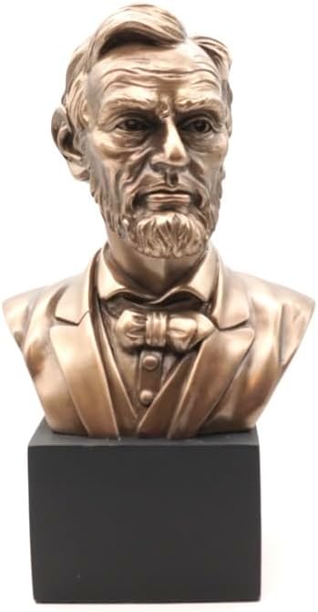 RUSTIX Abraham Lincoln Bust Statue | 9" Tall Hand-Painted Resin Sculpture | 16th U.S. President Figurine | American Presidents Collectible | Civil War Memorabilia | Presidential Desk Décor