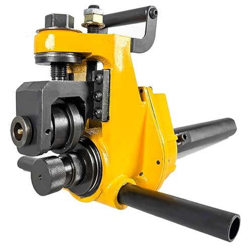 Máquina manual para ranurar tubos, con manivela, diseño de profundidad ajustable, para tubos de 2 a 7 mm de espesor, ideal para tubos de acero, aluminio, acero inoxidable y PVC.