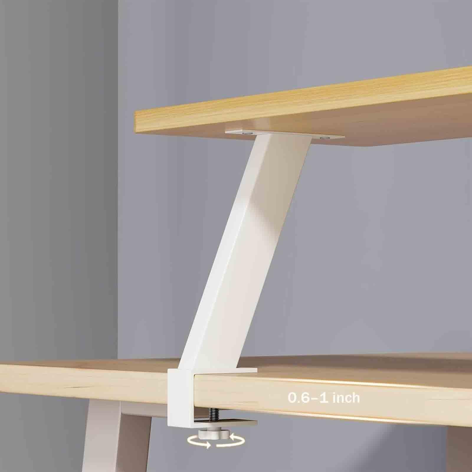 Mensola da scrivania regolabile, estensore da scrivania sospeso con morsetto, telaio in legno e acciaio salvaspazio per ufficio e accessori da gioco, installazione senza trapano, 81,3 cm