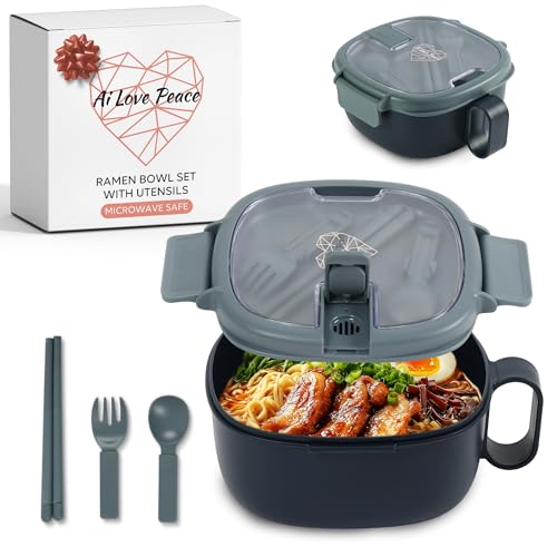 AI LOVE PEACE Navy Ramen Bowl