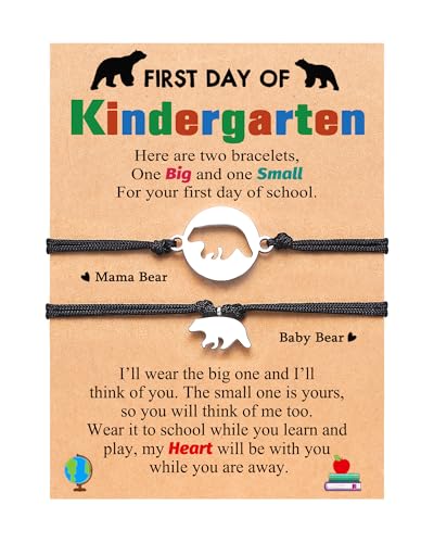 UPROMI 2/3 PCS First Day of Daycare/Preschool/Kindergarten/1st Grade/2nd/3rd Grade Gift, Back to School Bracelet Mommy and Me