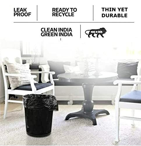 Image of Kitchenwell Medium 270 Garbage Bags /Trash Bags /Dustbin Bags, 19x21 Inches Black (9 Roll , Per Roll 30 Piece)