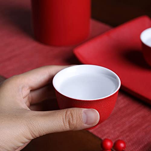 Juego de tazas de cerámica ideal para regalo con calentador de saki tradicional retro 7