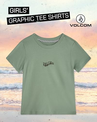 Image of Volcom Girls Shirts - Casual Crewneck Short Sleeve Graphic Tee Trendy Tops - Breathable Girls Summer Clothes