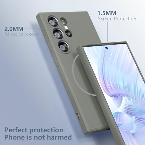 Image of DIZORO Microfiber Candy Case Compatible for Samsung S26 Ultra 5g Magnetic Silicone Case, Compatible with MagSafe Shockproof, Anti-Scratch Soft Non-Slip Full Body Protective Back Cover (Titanium)