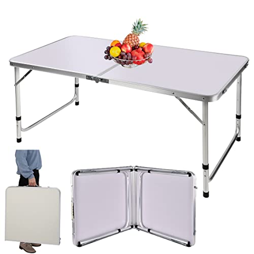 Klapptisch 122 cm für PC Laptop Büro Arbeitszimmer Outdoor Picknick Camping Esstisch Gaming höhenverstellbar 120 x 60 x 70/62/55 cm