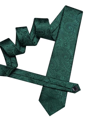 Image of YOHOWA Mens Ties Set Wedding Paisley Neckties with Handkerchief Cufflinks Formal Business