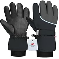 Origem Gant Ski Enfant Imperméable-3M Thinsulate Gant Neige Enfant avec Écran Tactile à 5 Doigts, Gant Chauffantant Antidérapant pour Garçon et Fille de 4 à 14 Ans Snowboard Ski Randonnée