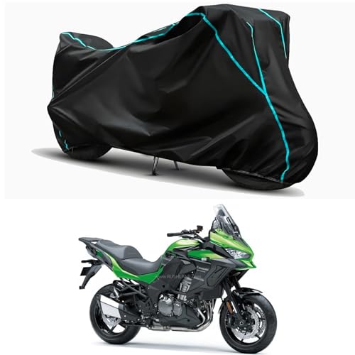 Image of Waterproof Bike Body Cover Compatible for | KawasaZ650 | Taffeta Fabric, Sky Piping Design, Bottom Elastic Fit | Dustproof, Sun UV & Rain Protection for All Weather.