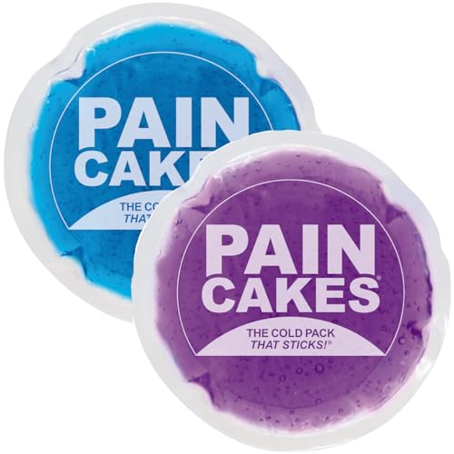 PAINCAKES Reusable, Sticks to Body Round Cold Pack, Mini, 2 Count, Purple and Blue, Small Ice Packs, Perfect for Injuries, and Small Areas, Latex-Free Cold Compress, Great for Kids