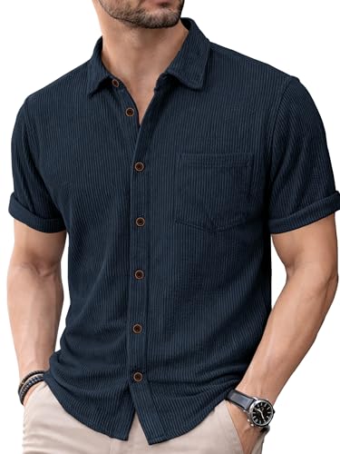 Image of Noble Monk Men's Polyester Regular Fit Solid Casual Shirt |Half Sleeve | |Stylish Shirt