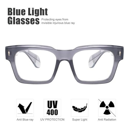 Image of Peter Jones I Zero Power Blue Cut Computer Glasses I Retro Square Shape I Gaming Glasses I UV Protected & Blocks Harmful Rays I Men & Women I Large Square 3804