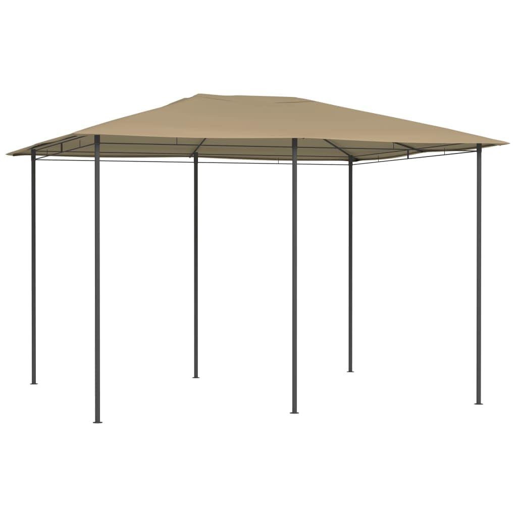 Pawilon w kolorze taupe, 3 x 4 x 2,6 m, ze stalową konstrukcją, na spotkania rodzinne, wieczory przy grillu, pikniki i przyjęcia urodzinowe na zewnątrz, dach chroni przed deszczem i słońcem, 160 g/m²