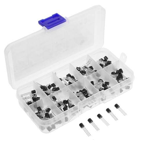 ULTECHNOVO Juego de 200 Transistores y Diodos To-92, Kit Surtido 10 Especificaciones X 20 Piezas, Encapsulado Plástico, para Proyectos Electrónicos y Control de Corriente sin Contacto