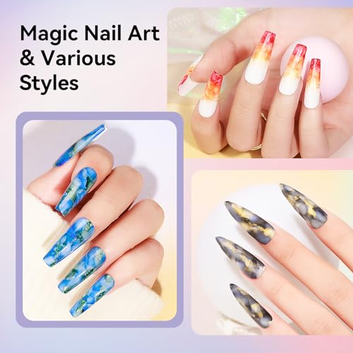 MIZHSE Glitter Marble Nail Polish Set, 8 Colors Marble Ink for Nails Blooming Gel Nail Polish Watercolor Ink Polish for Nails Design Home DIY