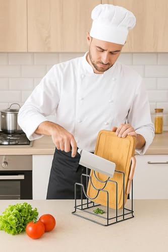 Image of Countertop Plate Stand - 4-Section Dish Rack Organizer for Kitchen, Durable Iron Rack, Space-Efficient Black Dish Holder (9 x 7 x 8.5 Inches)