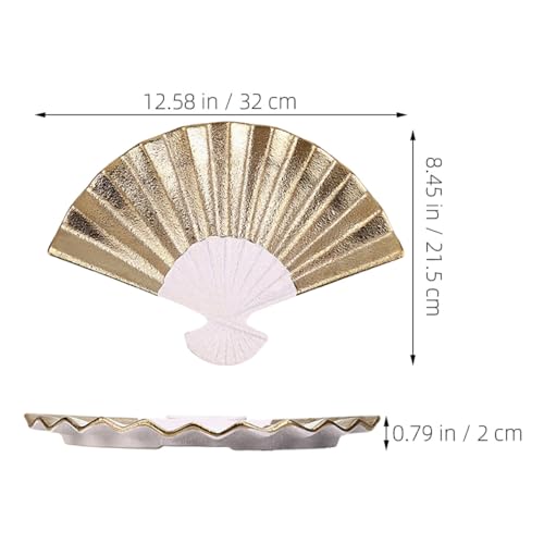 Plato japonés de cerámica en forma de abanico 12 pulg miniatura 2