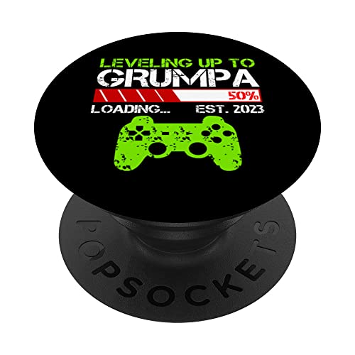 Leveling Up To Grumpa Est 2023 - Funny New Grandpa Gamer PopSockets PopGrip Intercambiable