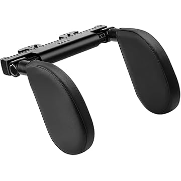 Almofada para encosto de cabeça de carro, 180° ajustável, almofada de apoio para cabeça e pescoço, encosto de cabeça para viagens de carro, adequado para diferentes alturas (preto)