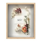 FrameWorks 16' x 20' Original Natural Oak Wooden Shadow Box Frame – Soft Felt Back, Tempered Glass, and Included Elegant White Ball Push Pins