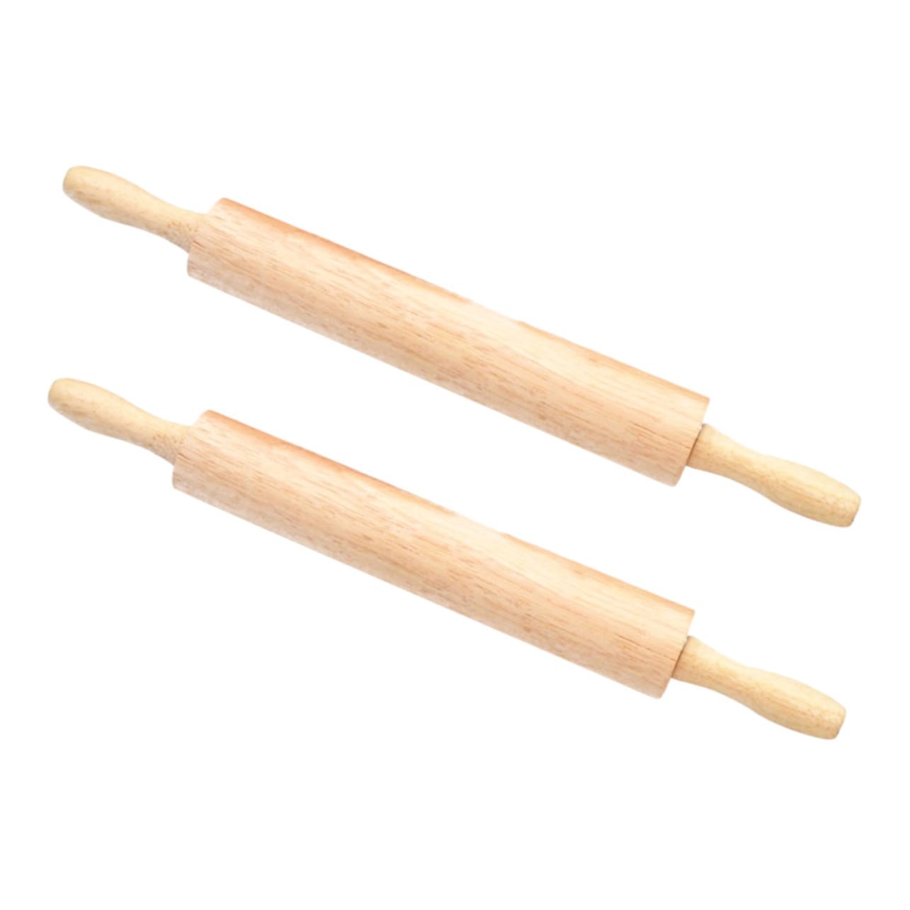 Cabilock 2piezas Rodillos de Madera Pintar sin Cera para Hornear Pan Pasteles Galletas Pizzas Tartas y Fondant Talla