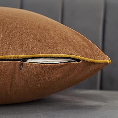 Avigers 16 X 16 Inches Brown Solid Cushion Case Luxury Modern Square Throw Pillow Cover Decorative Pillow For Couch Living Room Bedroom Car 40 X 40Cm #TOP4