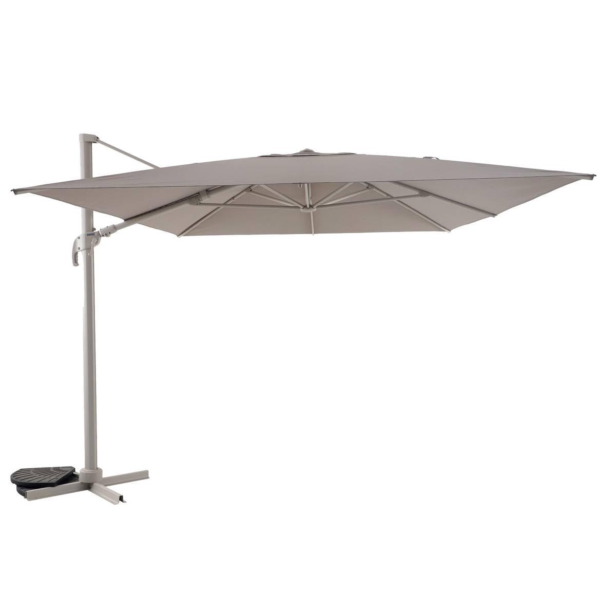 Hespéride - Parasol Déporté Carré Melhia Lin et Argile 3 x 3 m Anti-​rouille Acier Tissu Déperlant Inclinable Protection Soleil pour Jardin Terrasse