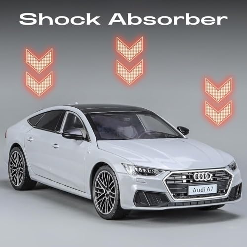 Image of 1:24 Scale Big Audi A7 Toy Car | Metal Pullback Diecast Car for Kids with Openable Doors, Sound, Light Effects Toy for Car Enthusiasts (Color As Per Available),white