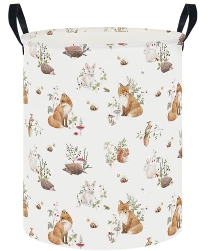 Image of CLOCOR Large Laundry Basket,Waterproof Fabric Storage Container,Room Decor(Watercolor Fox
