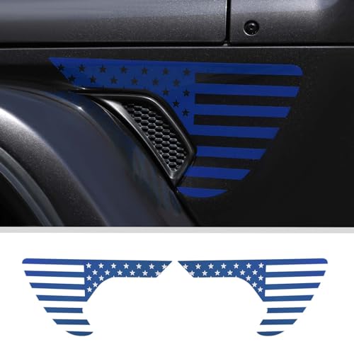 Image of Side Fender Vent Sticker US Flag Decals Vinyl Sticker Compatible with Jeep Wrangler JL JLU Gladiator JT 4xe 2025-2018 2pcs Blue