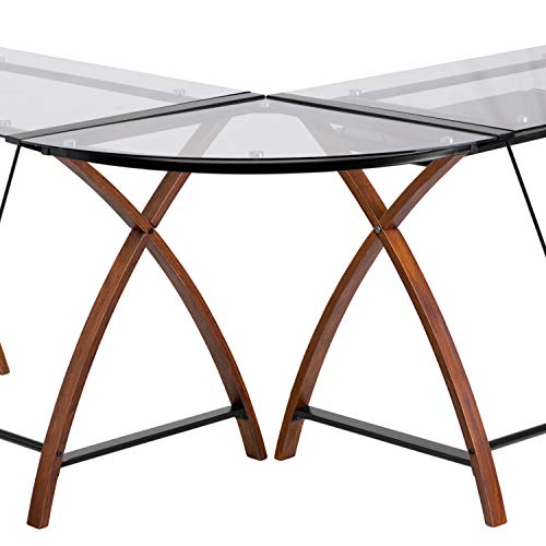 Flash Furniture Jude Glass L-Shape Desk With Pull-Out Keyboard Tray #TOP5