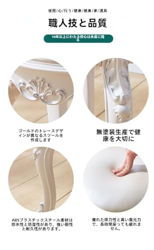 TAKEY姫系 猫脚 スツール おしゃれ かわいい 花柄 アンティーク 風 猫脚 サロン エレガント ブラウン ゴシック ゴージャス 布 シャビーシック ヨーロピアン 猫足 プリンセス ドレッサー ドレッサーチェア チェア 椅子 (シルバーの模様とゴールドのフラワーベルベット生地のラウンドスツール) [3]