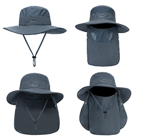 Image of Fishing Hat for Men, Outdoor 3 in 1 Sun Hat Summer Safari Boonie Cap