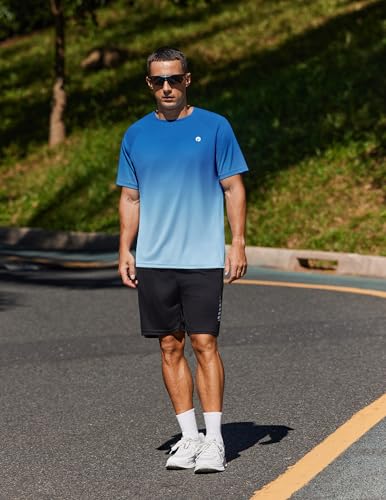 Image of PINSPARK Workout Shirts for Men UPF 50+ Quick Dry Athletic Gym Tee Shirts Mens Short Sleeve Running Cooling Swimming T-Shirt