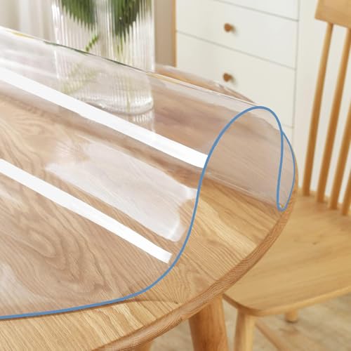 2 Sets 20 Inch Dia Round Clear Plastic Table Protector Cover PVC Vinyl Desk Pad Mat Waterproof Heat Resistant Non-Slip Easy Clean Tablecloth for Dining Room Table Coffee End Table Office Writing Desk by PoPoTo - Used condition - US$20.04